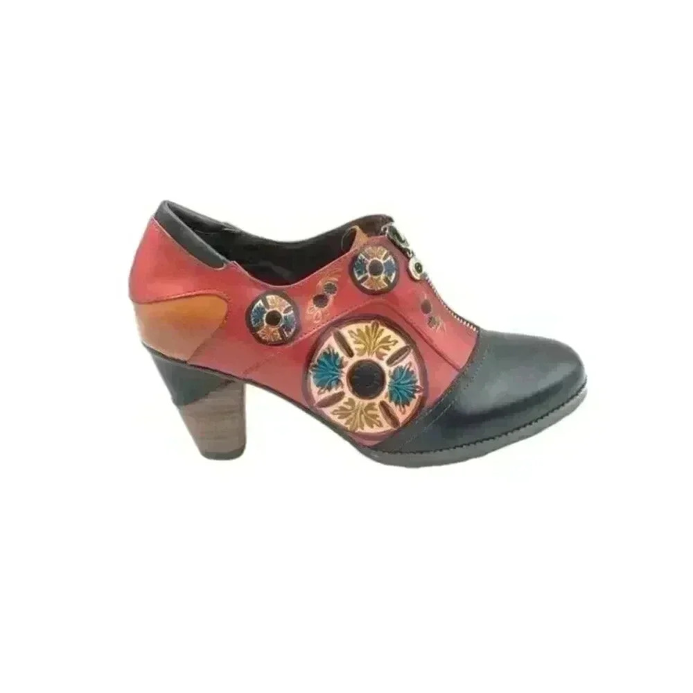 Colorful Embroidered Ankle Boots